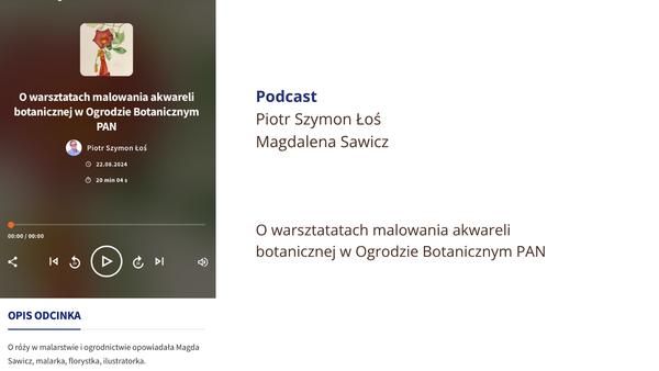O warsztatach malowania akwareli botanicznej/podcast w Polskie Radio RDC
